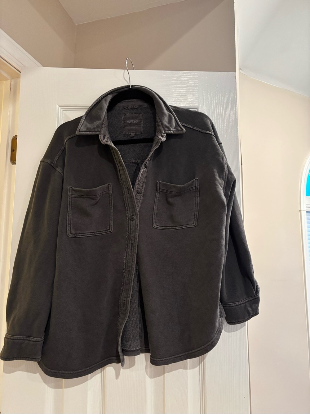 aerie Charcoal Gray Shacket oversized